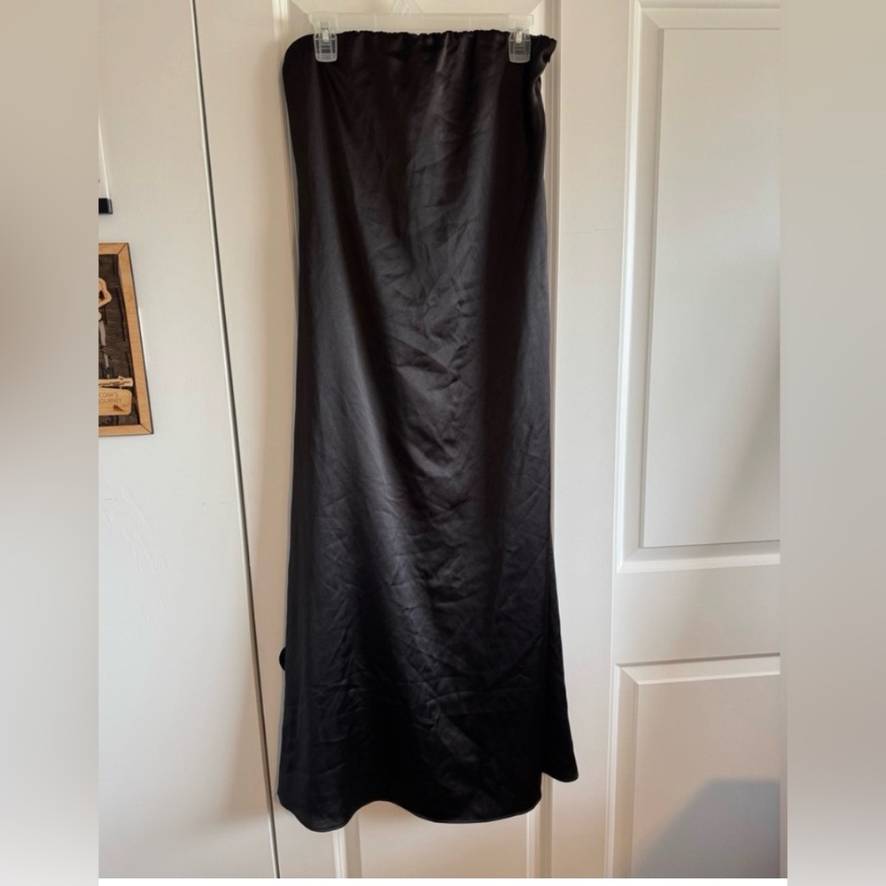 Black Tube Satin Maxi Dress - Picture 6 of 6
